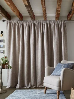 Next Natural Heavyweight Chenille Pencil Pleat Lined Curtains
