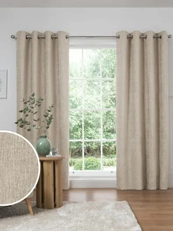 New Next Natural Heavyweight Chenille Eyelet Lined Curtains