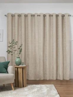 New Next Natural Heavyweight Chenille Eyelet Lined Curtains