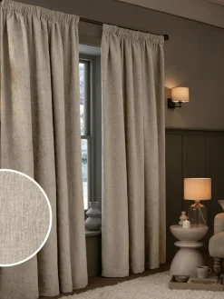 Best Next Natural Heavyweight Chenille Pencil Pleat Super Thermal Curtains