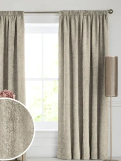 Discount Next Heavyweight Chenille Pencil Pleat Blackout/Thermal Curtains Natural