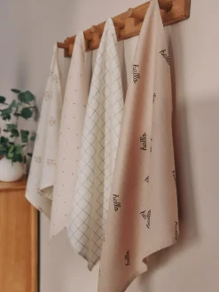 Hot Next Natural Hello World Baby Muslin Cloths 4 Pack
