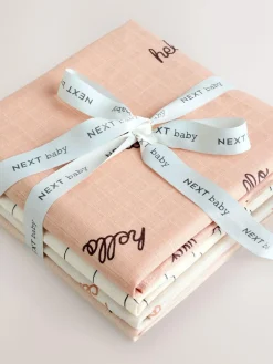 Hot Next Natural Hello World Baby Muslin Cloths 4 Pack