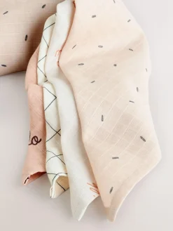 Hot Next Natural Hello World Baby Muslin Cloths 4 Pack