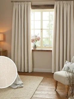 Discount Next Heavyweight Chenille Pencil Pleat Blackout/Thermal Curtains Natural Light