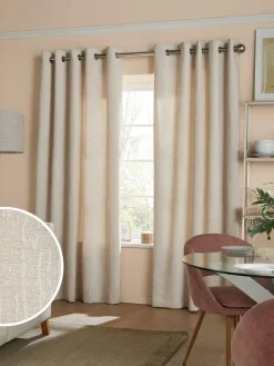 Discount Next Natural Light Heavyweight Chenille Eyelet Blackout/Thermal Curtains