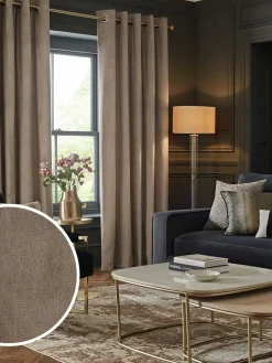 Next Natural Mink Matte Velvet Super Thermal Curtains^ Curtains & Blinds