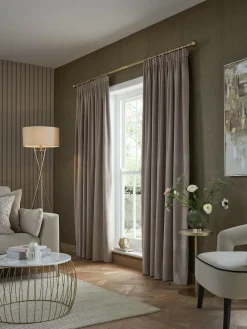 Next Natural Mink Matte Velvet Pencil Pleat Blackout/Thermal Curtains^ Curtains & Blinds