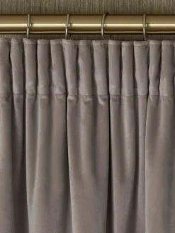 Next Natural Mink Matte Velvet Pencil Pleat Blackout/Thermal Curtains^ Curtains & Blinds