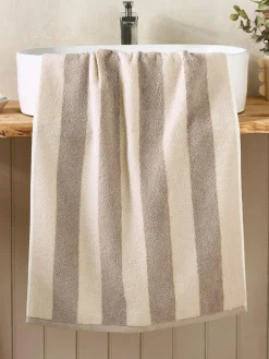 Outlet Next Stripe 100% Cotton Towel Natural Mink