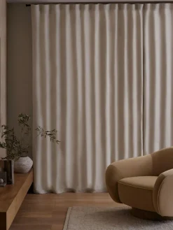 Next Natural N. Premium Collection 100% Linen Wave Header Lined Curtains^ Curtains & Blinds