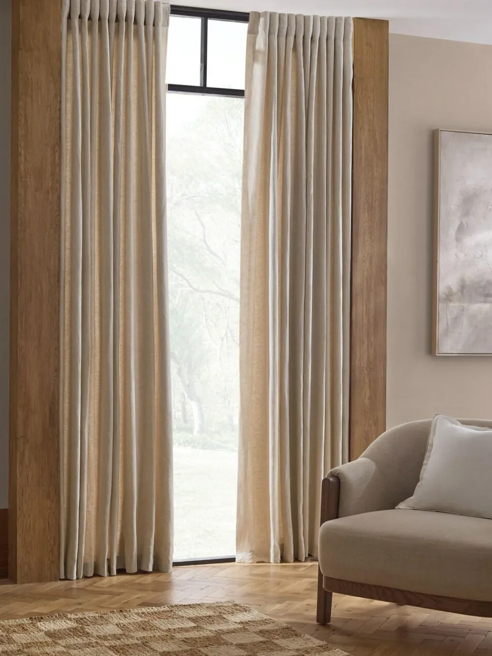 Hot Next Natural N. Premium Collection 100% Linen Hidden Tab Top Lined Curtains