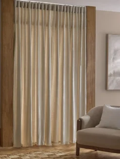 Hot Next Natural N. Premium Collection 100% Linen Hidden Tab Top Lined Curtains