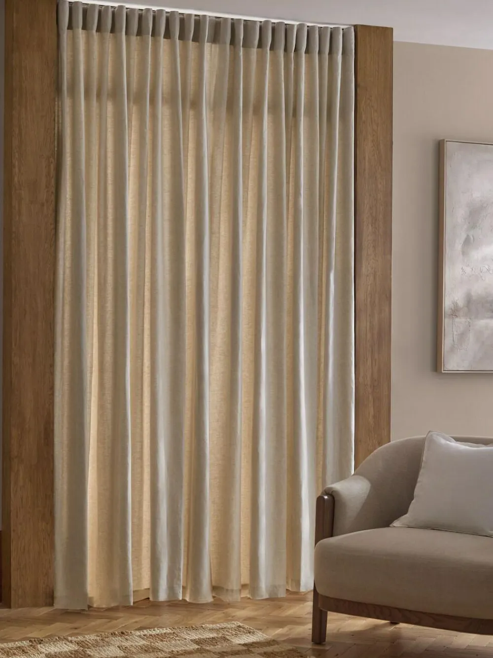 Hot Next Natural N. Premium Collection 100% Linen Hidden Tab Top Lined Curtains