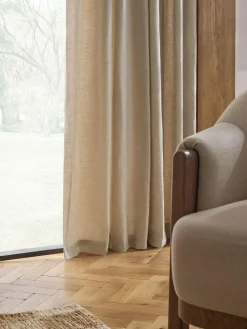 Hot Next Natural N. Premium Collection 100% Linen Hidden Tab Top Lined Curtains