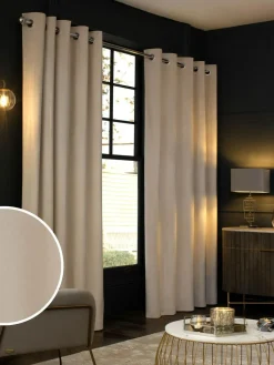 Next Natural Oatmeal Matte Velvet Blackout/Thermal Curtains^ Curtains & Blinds