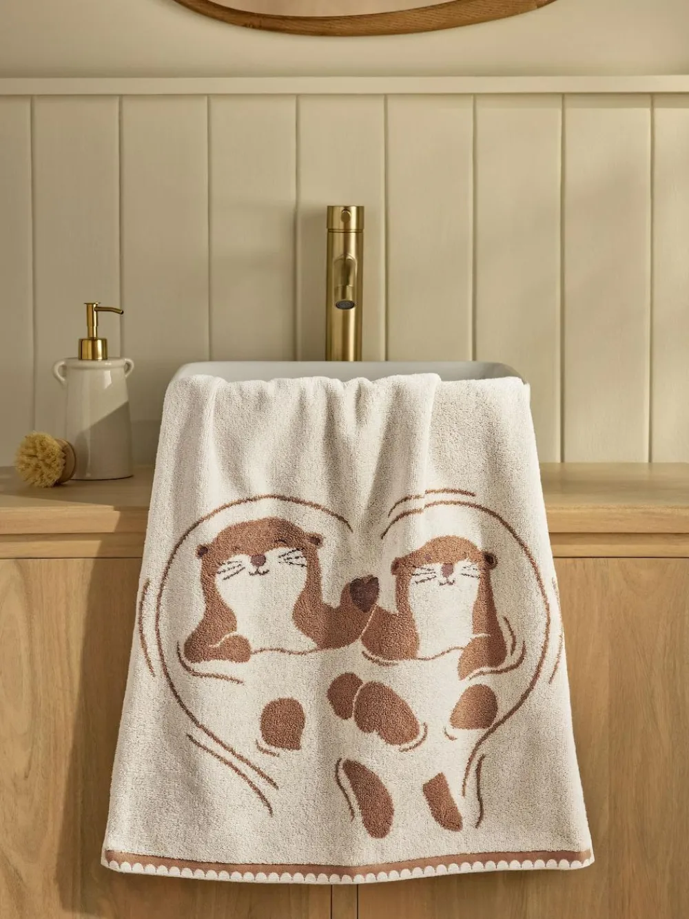 Next Natural Otter Heart Towel^ Towels & Bathmats
