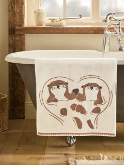Next Natural Otter Heart Towel^ Towels & Bathmats