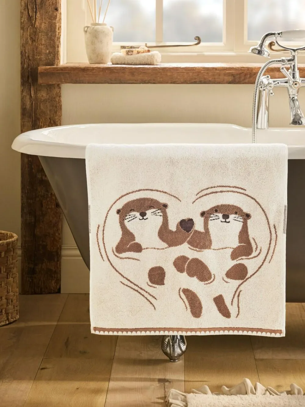 Next Natural Otter Heart Towel^ Towels & Bathmats