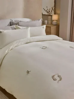 Outlet Next Natural Otters Tufted and Embroidery Cotton Duvet Cover and Pillowcase Set