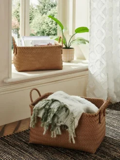 Best Next Plastic Wicker Set of 2 Storage Basket Natural