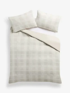 New Next Quilted Pattern Duvet Cover and Pillowcase Set Natural