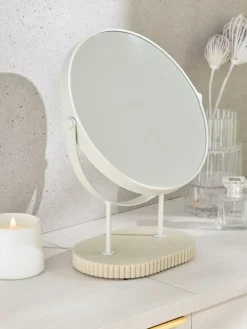 Online Next Resin Ribbed 5x Magnification Dressing Table Mirror Natural