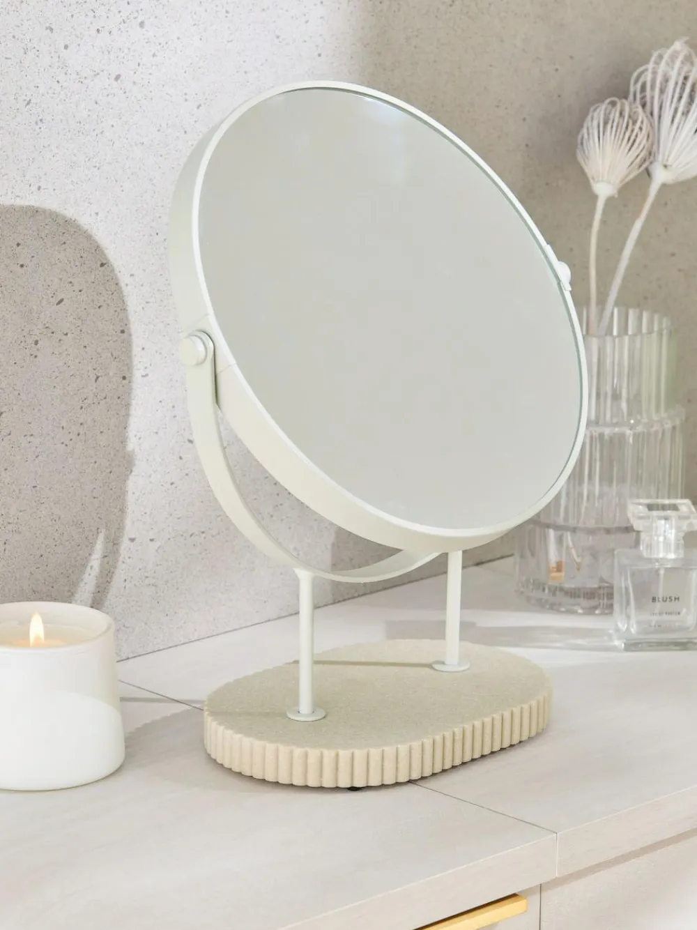 Online Next Resin Ribbed 5x Magnification Dressing Table Mirror Natural