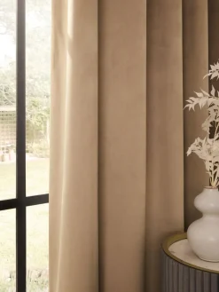 Next Natural Sand Matte Velvet Blackout/Thermal Curtains