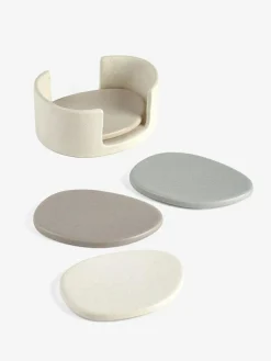 Discount Next Natural Scandi Ceramic Pebble Coasters in Holder