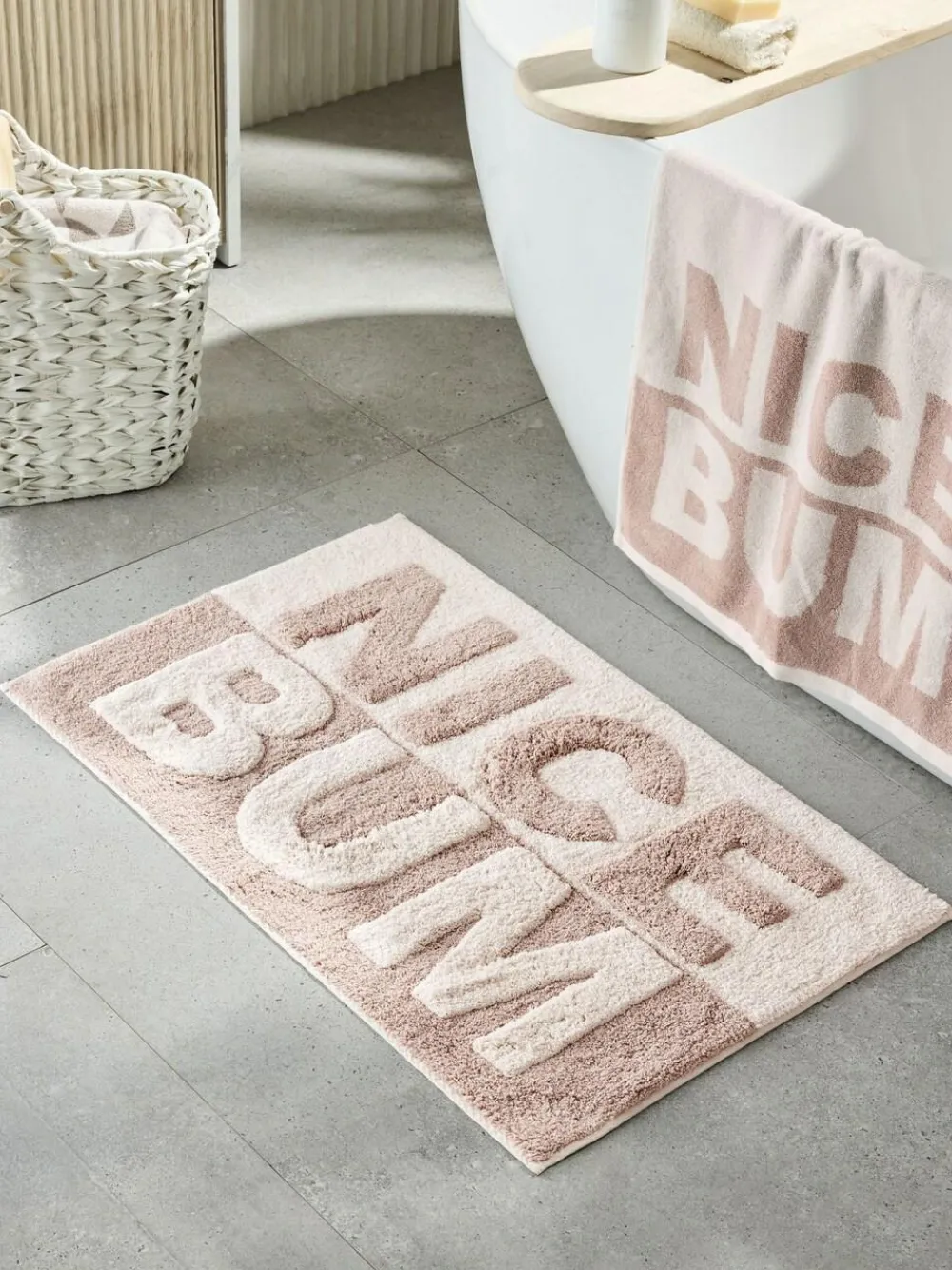 Online Next Natural Slogan Nice Bum 100% Cotton Bath Mat