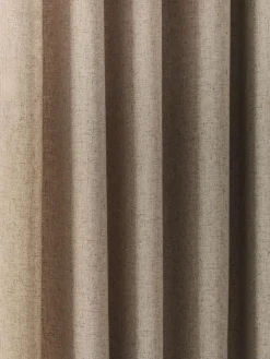 Hot Next Soft Weave Linen Blend Lined Eyelet Curtains Natural