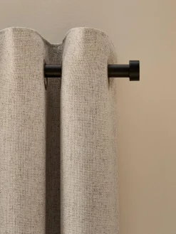 Hot Next Soft Weave Linen Blend Lined Eyelet Curtains Natural