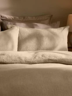 New Next Natural Teddy Fleece Duvet Cover and Pillowcase Set