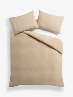 New Next Natural Teddy Fleece Duvet Cover and Pillowcase Set
