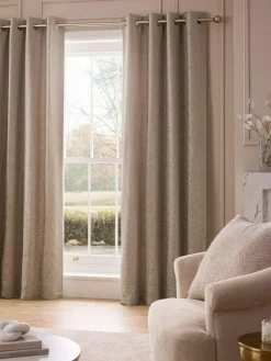 Outlet Next Natural Zebra Chenille Eyelet Lined Curtains