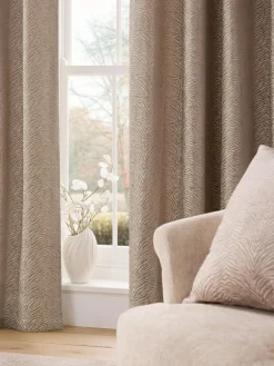 Outlet Next Natural Zebra Chenille Eyelet Lined Curtains