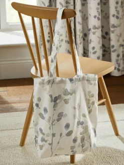 Hot Next Honesty Leaf Floral Print Blackout/Thermal Pencil Pleat Curtains Natural/Blue