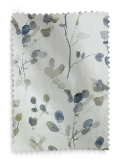 Clearance Next Honesty Leaf Floral Print Blackout/Thermal Eyelet Curtains Natural/Blue