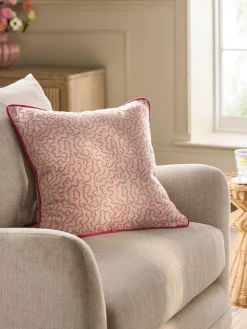 Next Natural/Pink Wiggle Embroidered 50 x 50cm Cushion