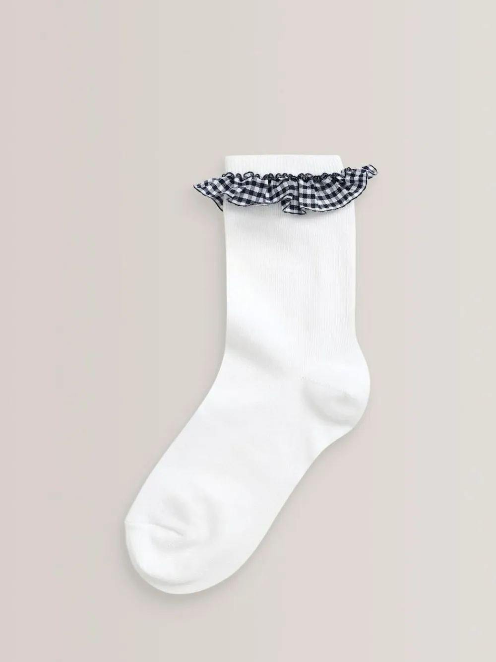 Clearance Next 5 Pack Cotton Rich Gingham Ankle School Socks Navy