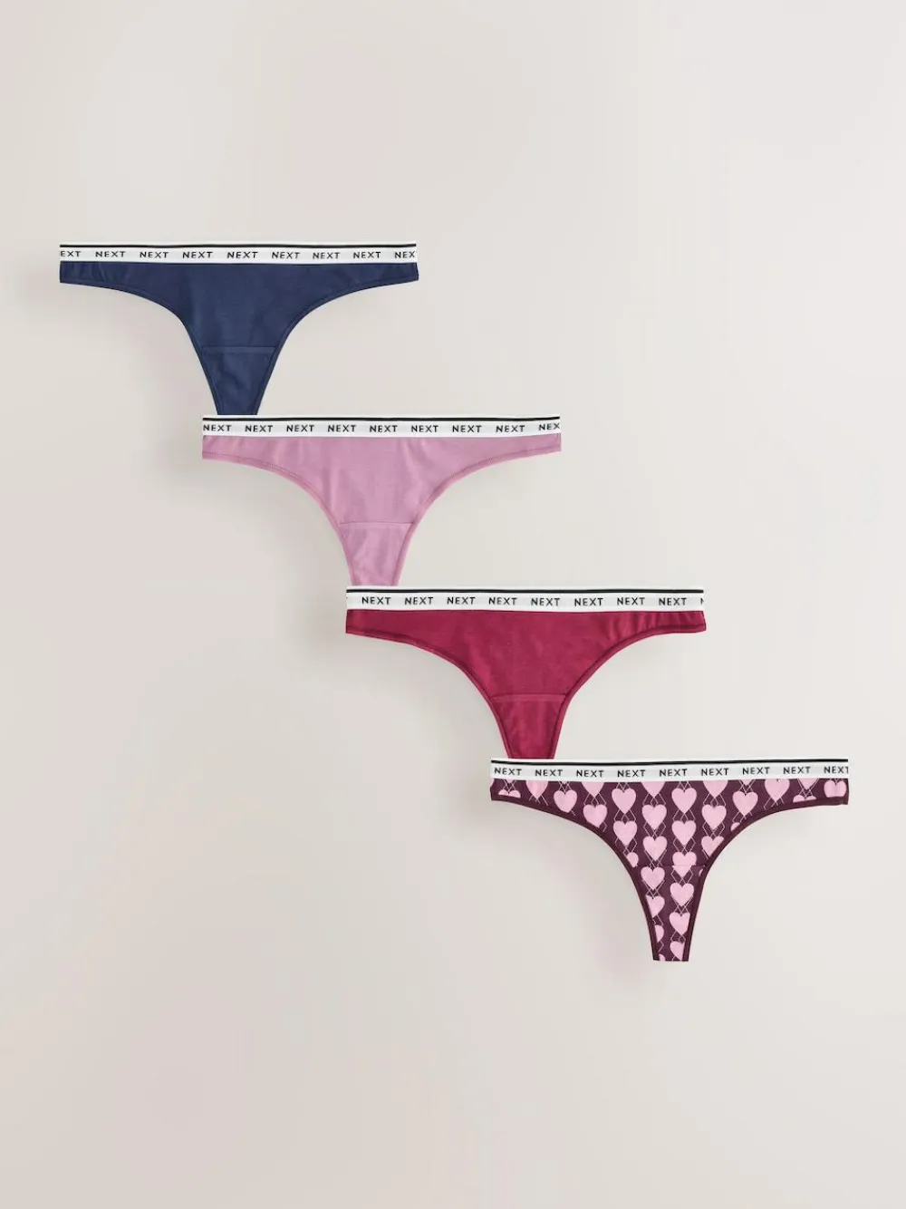Next Thong Cotton Logo Knickers 4 Pack^Women Panties