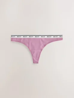 Next Thong Cotton Logo Knickers 4 Pack^Women Panties
