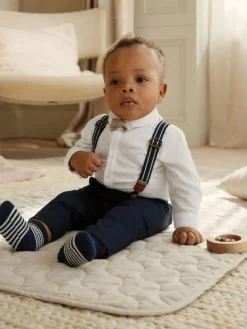 Online Next Navy Baby Shirt Trousers and Braces 4 Piece Set (0mths-2yrs)