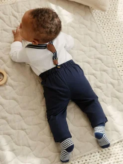 Online Next Navy Baby Shirt Trousers and Braces 4 Piece Set (0mths-2yrs)
