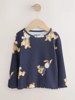 Next Navy Bear Rib Long Sleeve T-Shirt (3mths-7yrs)^ Cosy Club