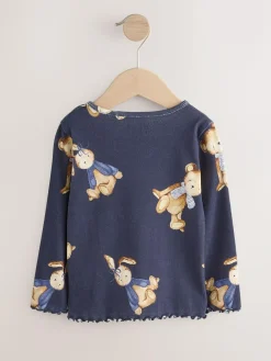 Next Navy Bear Rib Long Sleeve T-Shirt (3mths-7yrs)^ Cosy Club