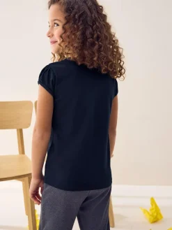 Next Navy Blue 2 Pack Puff Sleeve T-Shirts (3-16yrs)^ T-Shirts