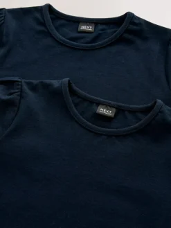Next Navy Blue 2 Pack Puff Sleeve T-Shirts (3-16yrs)^ T-Shirts