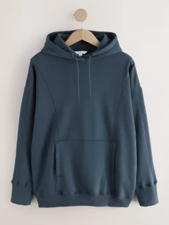 Outlet Next Navy Blue Active Longline Overhead Seam Detail Supersoft Hoodie with Pockets